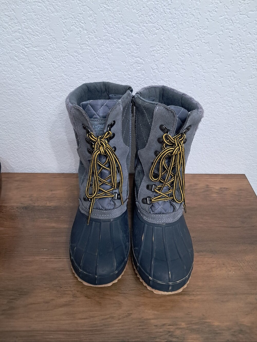 Khombu Cindy Duck Boots Leather Blend Gray Faux Fur Outdoor Winter Snow Casual